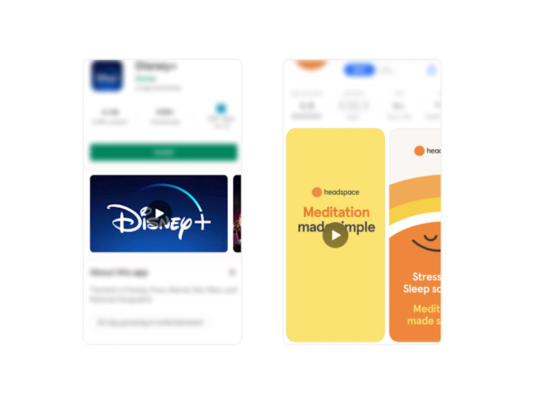 Google Play promo video (left), App Store preview video (right). 